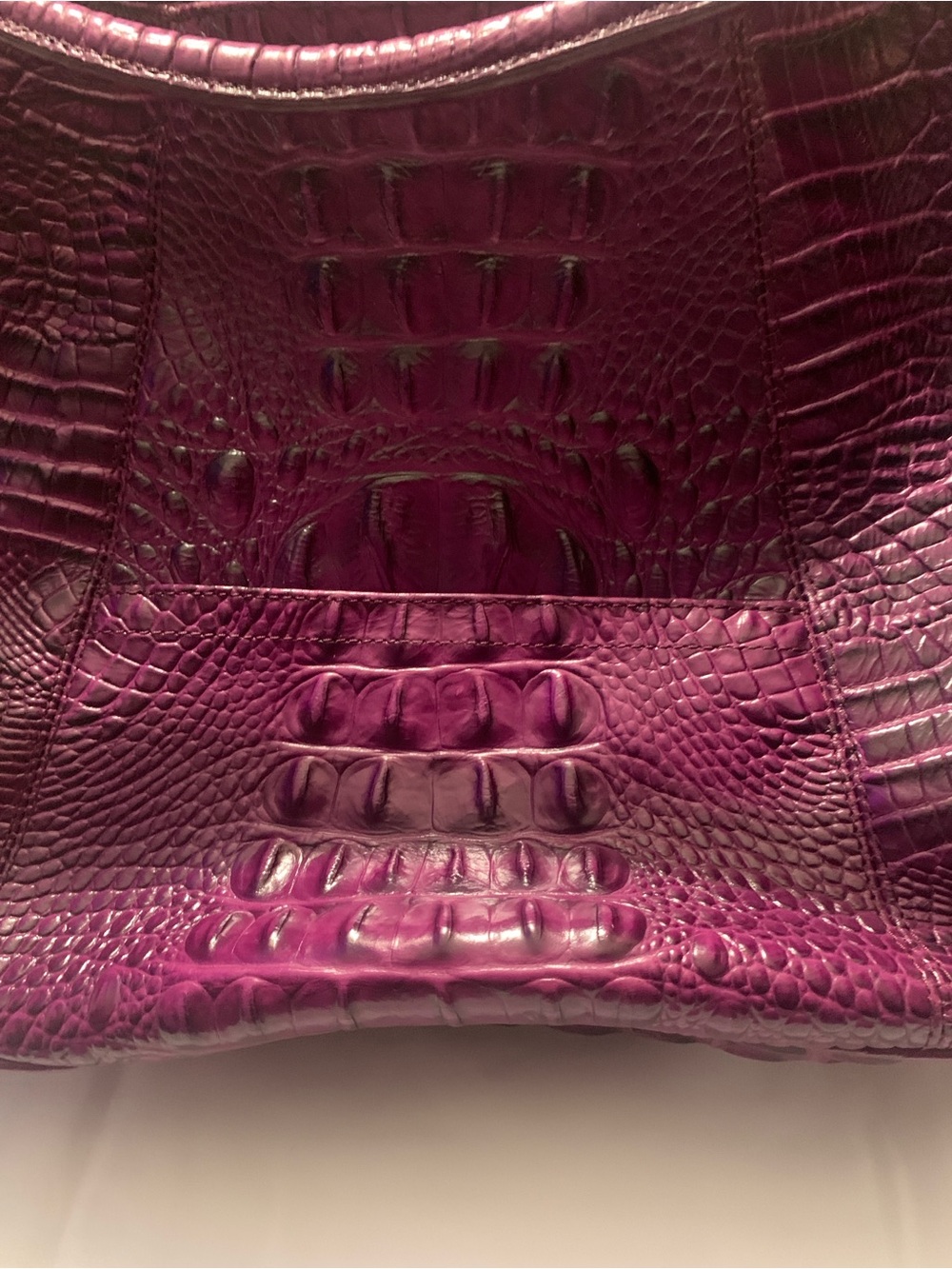 Brahmin Purple Croc-Embossed Leather Kathleen Hobo Shoulder Bag - Picture 3 of 10